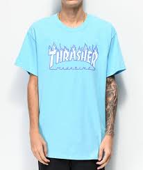 Thrasher Flame Sky Blue T Shirt Zumiez