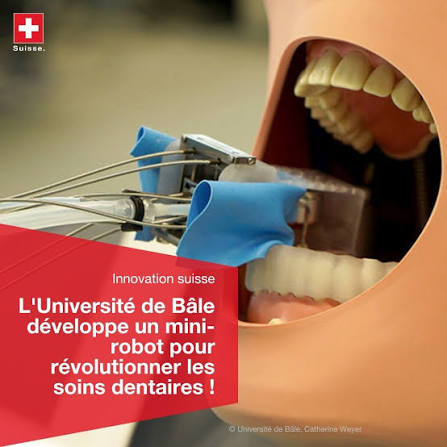 🔴 La robotique suisse 🇨🇭 réinvente les soins dentaires 🤖 Des chercheurs  de l'Université de Bâle ont développé #MIR, un mini-robot de la taille d'un  bouchon de liège capable de préparer les