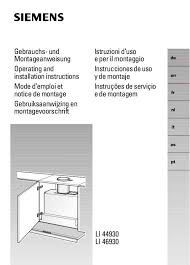 Notice Hotte Siemens Li44930 03 Et Pieces Detachees Moteur Transformateur Filtre Charbon Filtre Metallique Ampoule