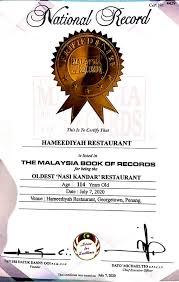 This edition was published in 2008 by malaysia book of records in kuala lumpur, malaysia. Hameediyah Penang Listed In The Malaysia Book Of Records As The Oldest Nasi Kandar Restaurant Penang Foodie