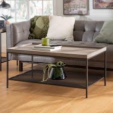 Coffee table size can impact the look and feel of your room. Walker Edison Furniture Company 42 In Gray Wash Large Rectangle Wood Coffee Table With Lower Mesh Shelf Hdf42emictgw The Home Depot