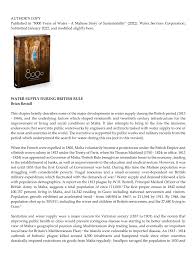 PDF) Water supply during British Rule. Chapter 9 in "8000 Years of Water -  A Maltese Story of Sustainability" (2022). Water Services Corporation.  Authors' copy.
