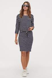 Mama Nursing Dress - Dark Bluewhite Striped - Ladies Hm Gb Maternity Clothes Maternity Wear Clothes