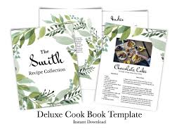 Printable Cookbook Template With Pictures Recipe Book Binder Etsy In 2020 Cookbook Template Recipe Book Book Binder