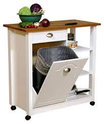 Portable kitchen islands on wheels lowe's garden. Venture Horizon Butcher Block Top Kitchen Cart With Trash Bin Kitchen Islands And Carts At Hayneed Mobile Kitchen Island Portable Kitchen Island Kitchen Cart
