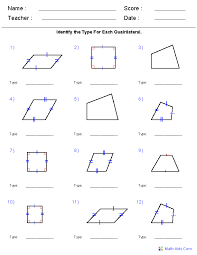 geometry worksheets quadrilaterals and polygons worksheets