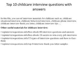 Top 10 Childcare Interview Questions With Answers Sample Interview Questions Interview Questions Interview Questions And Answers