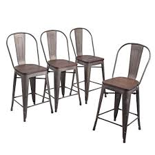 Andeworld Set Of 4 Tolix Style Counter Height Bar Chairs Bar Stools With Backs Bar Stools Counter Height Bar Stools