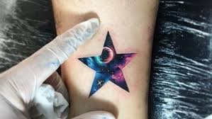Black And White Galaxy Tattoo Ideas Starry Sky With A Planet Small Stars And Nebulae Done In Black Dark Blue Purple And White Within A Sta In 2020 Small Tattoos For Guys Galaxy Tattoo Star Tattoo Designs