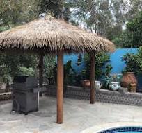 12' Four Pole Tiki Hut, Closed Frame With Viro Synthetic Mexican Thatch  Covers