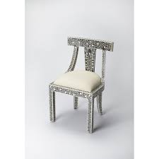 Decmode wood and mirror decorative chest. Handmade Butler Black Bone Inlay Wood Upholstered Accent Chair India Overstock 12042016
