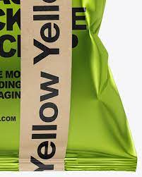 Download Metallic Snack Bag W Tape Mockup In Bag Sack Mockups On Yellow Images Object Mockups