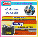 Hefty Heavy Duty Contractor Extra Large Trash Bags, 45 Gallon, 20 ...