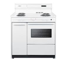 Summit Appliance 36 In 2 9 Cu Ft Electric Range In White Wem430kw The Home Depot White Kitchen Appliance Packages Gas Range Electric Range