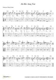 Ah Bir Atas Ver Gitar Nota Tab Gitaregitim Net Ucretsiz Notalar Notalara Dokulmus Muzik Flut