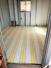 Painted Plywood Striped Floor The Playhouse My Happy Simple Living In 2020 Diy Painted Floors Painted Plywood Floors Flooring