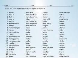 Registration on or use of this site constitutes acceptance of our terms of service. Comparative Adjectives Alphabetical Order Worksheet Teaching Resources