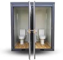 Portable Restroom with 2 Private Toilet Stalls