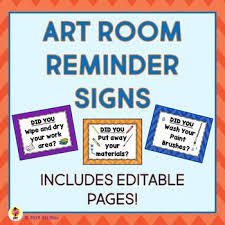 Art Room Procedures Reminder Signs Art Room Reminder Signs