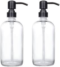 Perfect for your favorite soap or lotion. Amazon Com 2 Pack Thick Clear Glass Pint Jar Soap Dispenser With Matte Black Stainless Steel Pump 16ounce Clear Boston Round Bottles Dispenser With Rustproof Pump For Essential Oil Lotion Soap Kitchen