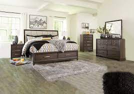 Transform the look of your bedroom by updating possibly the most important furniture in the space, letting you create a grand feel or a serene retreat. Brueban Brown King Upholstered Storage Bedroom Set Lexington Overstock Warehouse