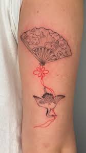 first bb crane for a first tattoo!, ., ., ., #tattooartist  #tattooinspiration #illustrativetattoo #tattoo #tattooideas #nyctattoo  #cranetattoo #fantattoo #redtattoo #finelinetattoo #tattoostyle