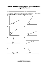 Measure of two supplementary angles. Missing Measures Complimentary And Supplementary Angles Worksheet