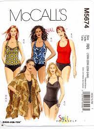 Swimsuit And Cover Up Sewing Pattern Mccalls M5674 Swimwear Pattern Plus Size Swimwear Womens Tops