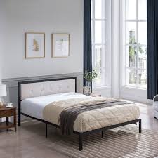 A tall, bulky headboard might be overwhelming, so look for slender silhouettes. Queen Size Iron Bed Frame Upholstered Headboard Modern Contemporary Noble House Furniture