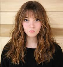Long Wavy Hairstyle With Straight Bangs Kahkul Sac Kesimi Kahkul Uzun Sac Kahkul Sac