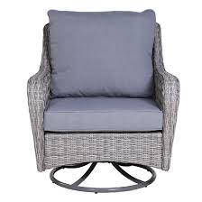 Renovate patio areas at home with outdoor ottomans and seating offering durable materials. Allen Roth Parkview Boston Swivel Patio Chair Grey Set Of 2 Steel Wicker Olefin Rona