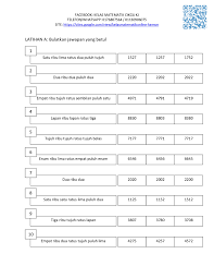 Melengkapkan sebarang rangkaian nombor pernyataan standard: Latihan Matematik Tahun 3 Topik Motivasi Media Sosial Facebook