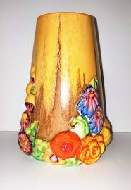Clarice Cliff My Garden Vase Superb Condition Drip Glaze And Raised Flowers Clarice Cliff Pottery Garden Vases