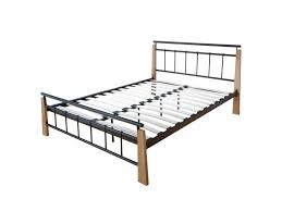 Lit Adulte 2 Personnes En Metal Noir Et Bois Brun Clair 160 X 200cm Avec Sommier A Lattes Lit06063 Vente De Sommier Et Cadre A Lattes Conforama