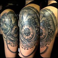 Black And Grey Tattoo Artists Edmonton Rabbit Rabbit Most Auspicious Tattoo Clock Tattoo Flower Tattoo Black And Gray Grey Shoulder Tatt Realistic Tattoo Sleeve Black And Grey Tattoos Clock Tattoo
