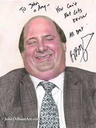 Autographed Freehand Colored Pencil Drawing of Brian Baumgartner from “The  Office”
