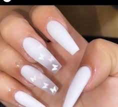 20+ hermosas diseños de uñas en blanco que te encantarán : Unas Largas Elegantes Rainbow Gallery