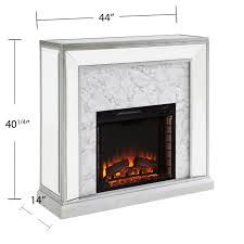 It features a faux marble surround for that authentic fireplace aesthetic. Southern Enterprises Trandling Mirrored Faux Marble Electric Fireplace In White Fe1027359