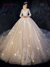 Us 281 0 Vivian S Bridal 2019 السماء المرصعة بالنجوم Ruched الكرة ثوب الزفاف الفاخرة لامعة الترتر الديكور الدانتيل يزين فستان زفاف رائع فساتين الزفاف Ali Wedding Dresses Dresses Ball Gowns