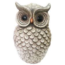 The lighted yard art is powered by solar energy to keep your outdoor yard statue lit up and features a pair of white led lights located in the owl's eyes. Alpine Corporation Grey Owl Statue Qwr440 The Home Depot Gray Owl Owl Garden Owl