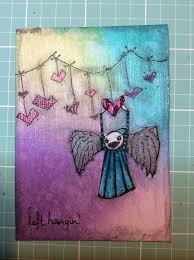 Artwork Created By Nikki Woodward Using Rubber Stamps Designed By Daniel Torrente For Stampotique Originals Art Trading Cards Artist Trading Cards Card Drawing