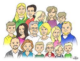 It Was Common For The Immediate And Extended Families To Live Together In One House This In Cartoon Family Portrait Family Cartoon Illustrated Family Portrait
