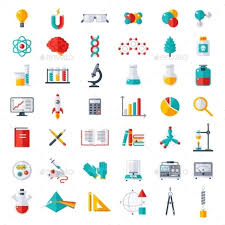 Physics Chemistry Biology Icons Set Science Equipment Physics Packaging Design Trends