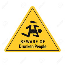 Funny Road Sign For Bar Or Night Club. Beware Of Drunken People. Yellow  Attention Signs. Flat Design Stock Photo, Picture and Royalty Free Image.  Image 71374660.