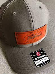 Bear Leather Patch Hat Richardson Trucker Hat Richardson 112 Etsy In 2021 Leather Patches Bear Leather Laser Engraved Leather