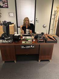 Executive office furniture highlights the office as an area for communication, and its design stands for clear decisions. Angela Kinsey On Twitter They Recreated Michael Scott S Desk At The Nbc Store At 30 Rockefeller Center Soooooo Of Course I Had To Sit At It As Angela Martin Https T Co 1yvsrd9lj5