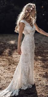 32 Beach Wedding Dresses Ideas To Stand Out Bohemian Wedding Dresses V Neck Wedding Dress Wedding Dresses