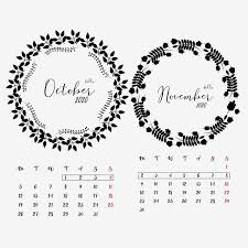 October November 2020 Calendar Vector Png Element Cute June2020 May 2020 Png And Vector With Transparent Background For Free Download