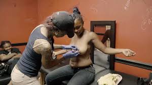 Ebony with Saggy Tits gets Her Nipples Pierced: Black Porn
