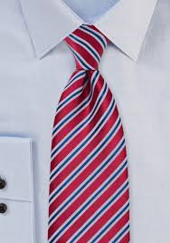 Bright Red and Blue Striped Tie | Cheap-Neckties.com